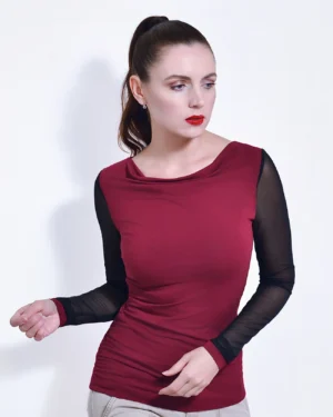 Vínová halenka řasená
